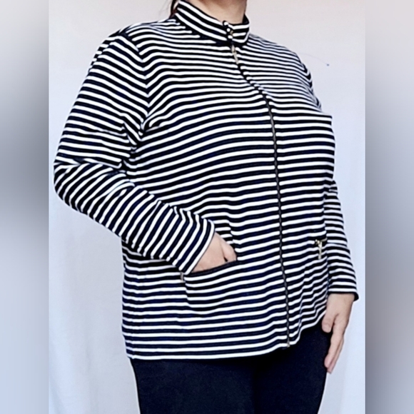 LAUREN Ralph Lauren Women's Two Faced Reversible Striped Jacket Cotton 2X - Picture 9 of 16